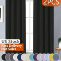 Estelar Textiler 2pcs Black Blackout Curtains With Metal Rings, Thermal Insulated Window Curtains For Bedroom And Living Room