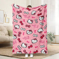 SANRIO 1PC Comfortable Hello Kitty Pattern Flannel Blanket, Bedding, Fluffy Blanket, Casual Blanket, Home, Travel, Outdoor, Movie Watching, Nap, Bedroom, Office, Car Ideal Blanket