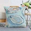 Oyster Print Linen Pillow Cover, Coastal Style Shell Pattern Decorative Pillowcase, No Insert Included, Square Cushion Cover For Living Room Bedroom Sofa Couch, Nautical Themed Home Decor Accent Pillow Case